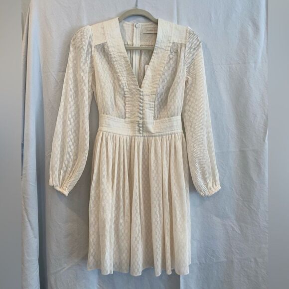 NWT Zimmermann Plisse Dot Mini Dress in Pearl - Picture 2 of 3